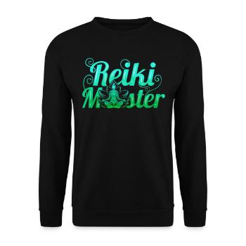 Chakra Holistic Healing Hands Buddha Reiki Master - Unisex Pullover - Schwarz - Vorne - Alina (178cm) & Michal (187cm)