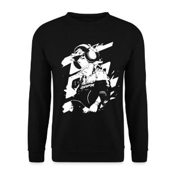 Le cool Cyberpunk Style Anime Boy Otaku de Shibuya - Sweat-shirt Unisexe - noir - Devant - Alina (178cm) & Michal (187cm)