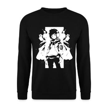 Le cool Cyberpunk Style Anime Boy Otaku de Shibuya - Sweat-shirt Unisexe - noir - Devant - Alina (178cm) & Michal (187cm)