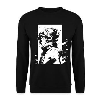 Le cool Cyberpunk Style Anime Boy Otaku de Shibuya - Sweat-shirt Unisexe - noir - Devant - Alina (178cm) & Michal (187cm)