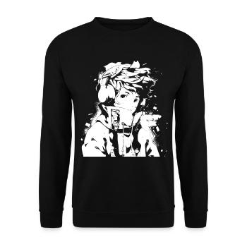 Le cool Cyberpunk Style Anime Boy Otaku de Shibuya - Sweat-shirt Unisexe - noir - Devant - Alina (178cm) & Michal (187cm)