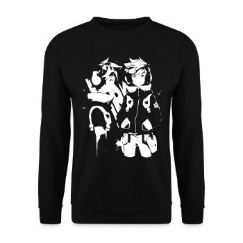 Le cool Cyberpunk Style Anime Boy Otaku de Shibuya - Sweat-shirt Unisexe - noir - Devant - Alina (178cm) & Michal (187cm)