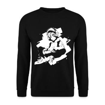 Le cool Cyberpunk Style Anime Boy Otaku de Shibuya - Sweat-shirt Unisexe - noir - Devant - Alina (178cm) & Michal (187cm)