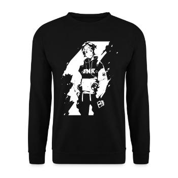 Le cool Cyberpunk Style Anime Boy Otaku de Shibuya - Sweat-shirt Unisexe - noir - Devant - Alina (178cm) & Michal (187cm)