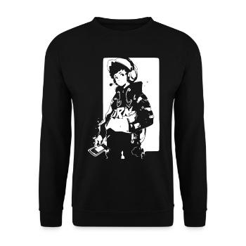 Le cool Cyberpunk Style Anime Boy Otaku de Shibuya - Sweat-shirt Unisexe - noir - Devant - Alina (178cm) & Michal (187cm)