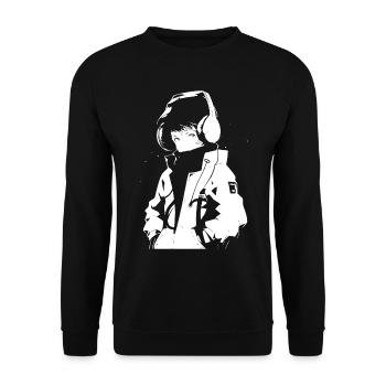 Le cool Cyberpunk Style Anime Boy Otaku de Shibuya - Sweat-shirt Unisexe - noir - Devant - Alina (178cm) & Michal (187cm)