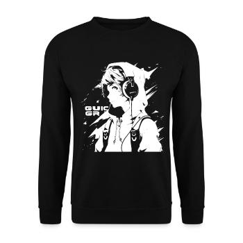 Le cool Cyberpunk Style Anime Boy Otaku de Shibuya - Sweat-shirt Unisexe - noir - Devant - Alina (178cm) & Michal (187cm)