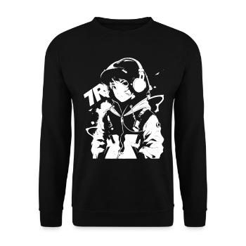 Le cool Cyberpunk Style Anime Boy Otaku de Shibuya - Sweat-shirt Unisexe - noir - Devant - Alina (178cm) & Michal (187cm)