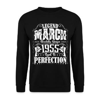 Mars 1955. Cadeau d'Anniversaire mars 1955. March. - Sweat-shirt Unisexe - noir - Devant - Alina (178cm) & Michal (187cm)