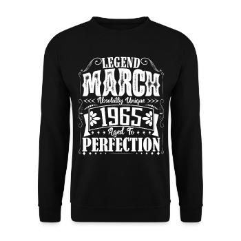 March 1965. March 1965 Birthday Gift. March. - Unisex Sweatshirt - black - Front - Alina (178cm) & Michal (187cm)