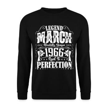 March 1966. March 1966 Birthday Gift. March. - Unisex Sweatshirt - black - Front - Alina (178cm) & Michal (187cm)