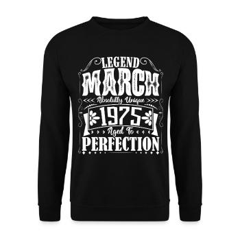 March 1975. March 1975 Birthday Gift. March. - Unisex Sweatshirt - black - Front - Alina (178cm) & Michal (187cm)