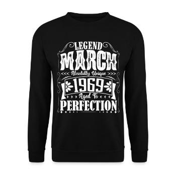 März 1969. März 1969 Geburtstagsgeschenk. März. - Unisex Pullover - Schwarz - Vorne - Alina (178cm) & Michal (187cm)