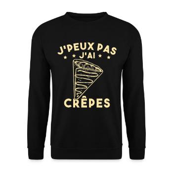 J'peux Pas J'ai Crêpes Cadeau Humour Drole - Sweat-shirt Unisexe - noir - Devant - Alina (178cm) & Michal (187cm)