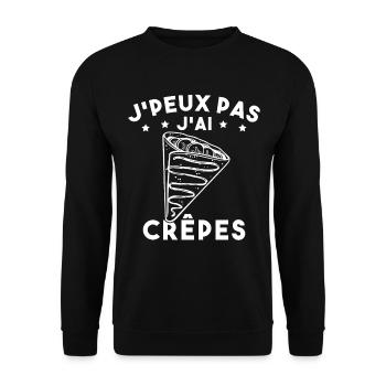J'peux Pas J'ai Crêpes Cadeau Humour Drole - Sweat-shirt Unisexe - noir - Devant - Alina (178cm) & Michal (187cm)