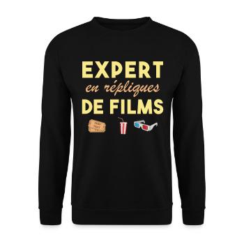 Expert en répliques de films cadeau humour cinéma - Sweat-shirt Unisexe - noir - Devant - Alina (178cm) & Michal (187cm)