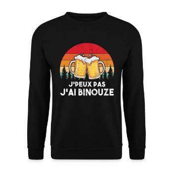 J'Peux Pas J'Ai Binouze Vintage Bière Apéro - Sweat-shirt Unisexe - noir - Devant - Alina (178cm) & Michal (187cm)