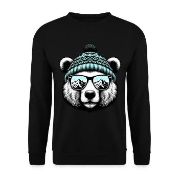 Funny Bear with Knitted Hat Ski Holiday Snowboard - Unisex Sweatshirt - black - Front - Alina (178cm) & Michal (187cm)