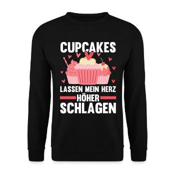 Backen Cupcakes - Unisex Pullover - Schwarz - Vorne - Alina (178cm) & Michal (187cm)