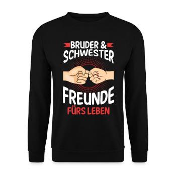 Geschwister Bruder und Schwester - Unisex Pullover - Schwarz - Vorne - Alina (178cm) & Michal (187cm)