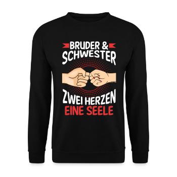 Geschwister Bruder und Schwester - Unisex Pullover - Schwarz - Vorne - Alina (178cm) & Michal (187cm)