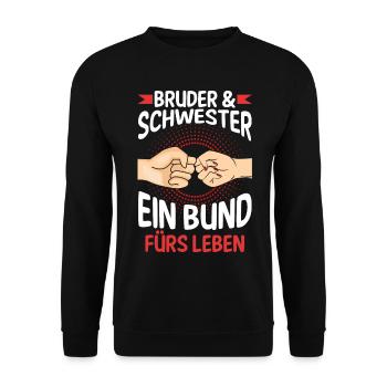 Geschwister Bruder und Schwester - Unisex Pullover - Schwarz - Vorne - Alina (178cm) & Michal (187cm)