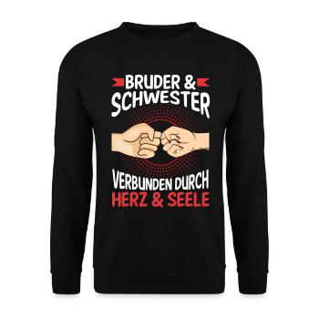 Geschwister Bruder und Schwester - Unisex Pullover - Schwarz - Vorne - Alina (178cm) & Michal (187cm)