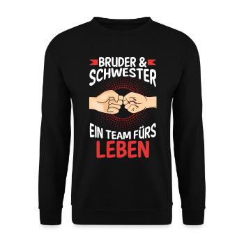 Geschwister Bruder und Schwester - Unisex Pullover - Schwarz - Vorne - Alina (178cm) & Michal (187cm)