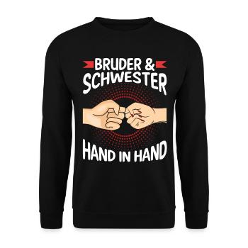 Geschwister Bruder und Schwester - Unisex Pullover - Schwarz - Vorne - Alina (178cm) & Michal (187cm)