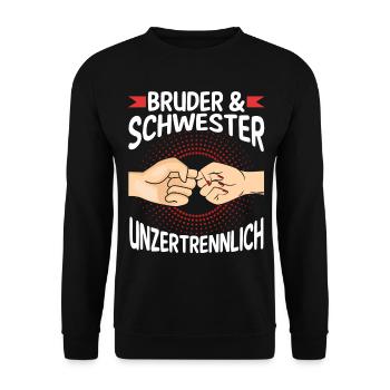 Geschwister Bruder und Schwester - Unisex Pullover - Schwarz - Vorne - Alina (178cm) & Michal (187cm)
