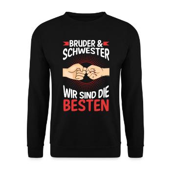 Geschwister Bruder und Schwester - Unisex Pullover - Schwarz - Vorne - Alina (178cm) & Michal (187cm)