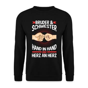 Geschwister Bruder und Schwester - Unisex Pullover - Schwarz - Vorne - Alina (178cm) & Michal (187cm)