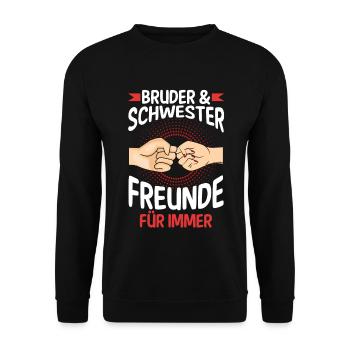 Geschwister Bruder und Schwester - Unisex Pullover - Schwarz - Vorne - Alina (178cm) & Michal (187cm)