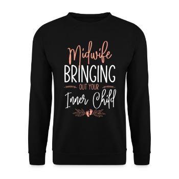 Nurse Midwife Birth Worker Pun - Unisex Sweatshirt - black - Front - Alina (178cm) & Michal (187cm)