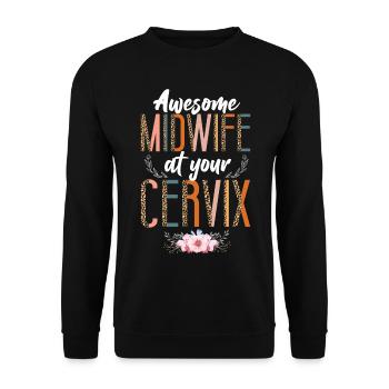 Infirmière Sage-Femme Accoucheuse Jeu de mots - Sweat-shirt Unisexe - noir - Devant - Alina (178cm) & Michal (187cm)