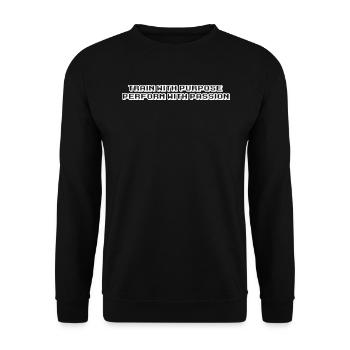 Fitness - Train with purpose, perform with - Unisex Pullover - Schwarz - Vorne - Alina (178cm) & Michal (187cm)