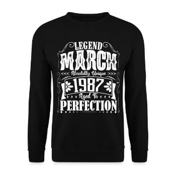 March 1987. March 1987 Birthday Gift. March. - Unisex Sweatshirt - black - Front - Alina (178cm) & Michal (187cm)