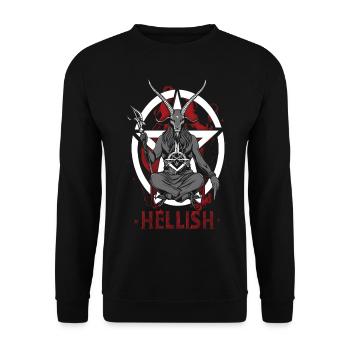 Hellish Satan Baphomet - Unisex Pullover - Schwarz - Vorne - Alina (178cm) & Michal (187cm)