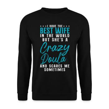Doula Travailleuse à la naissance Femme Mari I - Sweat-shirt Unisexe - noir - Devant - Alina (178cm) & Michal (187cm)