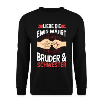 Geschwister Bruder und Schwester - Unisex Pullover - Schwarz - Vorne - Alina (178cm) & Michal (187cm)