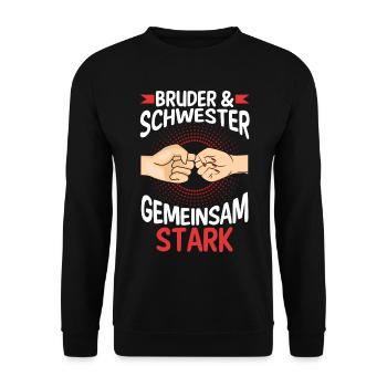 Geschwister Bruder und Schwester - Unisex Pullover - Schwarz - Vorne - Alina (178cm) & Michal (187cm)