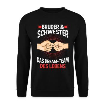 Geschwister Bruder und Schwester - Unisex Pullover - Schwarz - Vorne - Alina (178cm) & Michal (187cm)