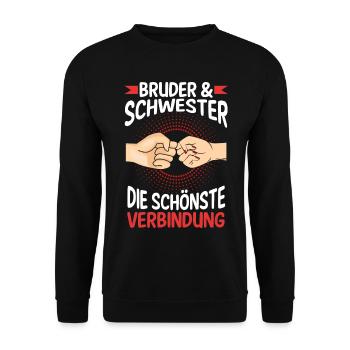 Geschwister Bruder und Schwester - Unisex Pullover - Schwarz - Vorne - Alina (178cm) & Michal (187cm)