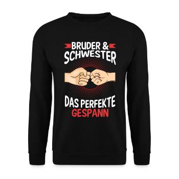 Geschwister Bruder und Schwester - Unisex Pullover - Schwarz - Vorne - Alina (178cm) & Michal (187cm)