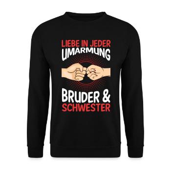 Geschwister Bruder und Schwester - Unisex Pullover - Schwarz - Vorne - Alina (178cm) & Michal (187cm)