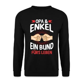 Großvater Opa und Enkel - Unisex Pullover - Schwarz - Vorne - Alina (178cm) & Michal (187cm)
