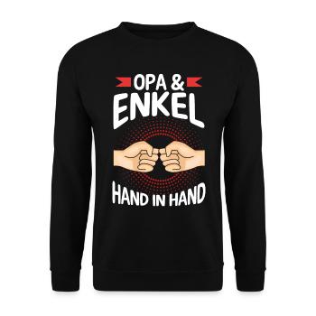 Großvater Opa und Enkel - Unisex Pullover - Schwarz - Vorne - Alina (178cm) & Michal (187cm)