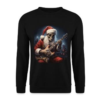 Père Noël squelette Père Noël jouant de la guitare électrique - Sweat-shirt Unisexe - noir - Devant - Alina (178cm) & Michal (187cm)