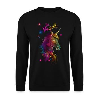 Unicorn Mandala Be Magical - Unisex Sweatshirt - black - Front - Alina (178cm) & Michal (187cm)