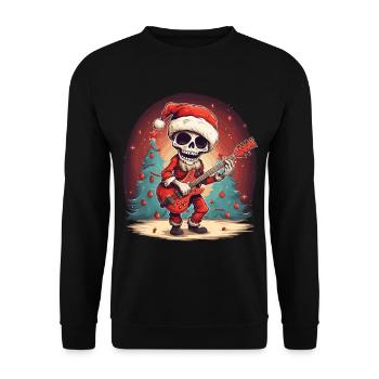 funny santa skeleton santa claus electric guitar - Unisex Sweatshirt - black - Front - Alina (178cm) & Michal (187cm)